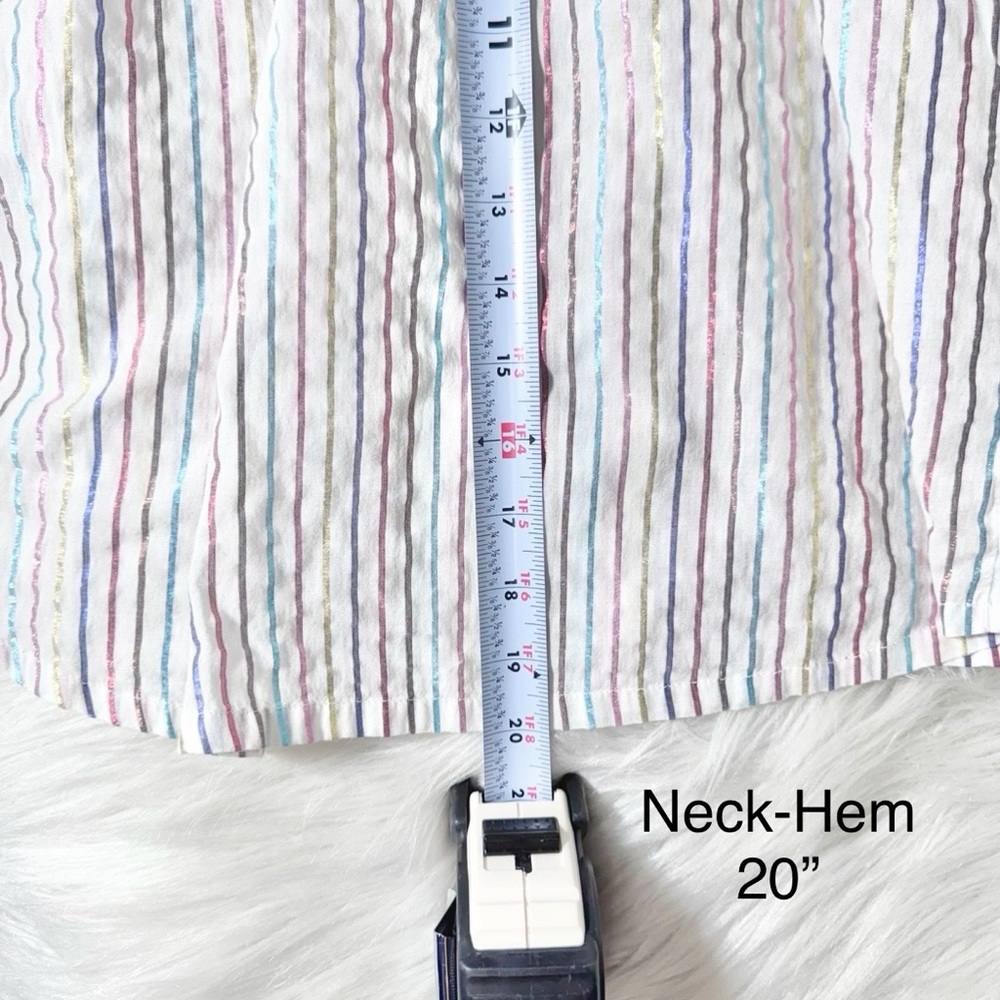 Boden Metallic Colorful Stripe Off The Shoulder Smocked 3/4 Sleeve Peasant Top S - Picture 13 of 13